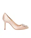 Manolo Blahnik Hangisi 105mm Satin High-heel Pumps In Nude