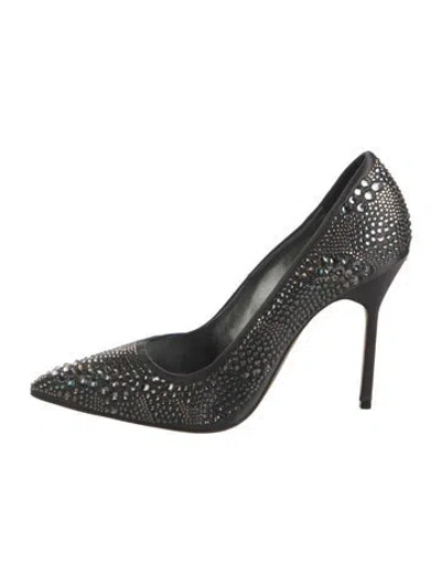 Pre-owned Manolo Blahnik Crystal Crystal Embellishments Pumps In Black