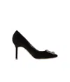 Manolo Blahnik Crystal Decorated High Heels In Black