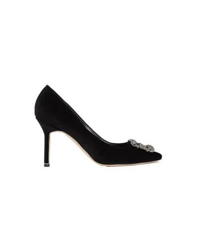 Manolo Blahnik Crystal Decorated High Heels In Black