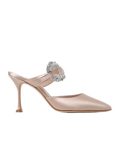 Manolo Blahnik Crystal Decorated High Heels In Nude | ModeSens