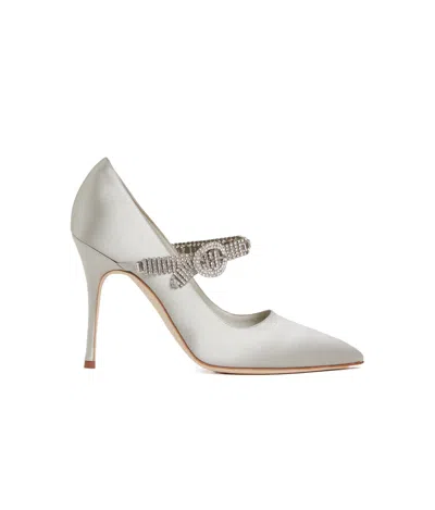 Manolo Blahnik Crystal Decorative High Heels In Gray