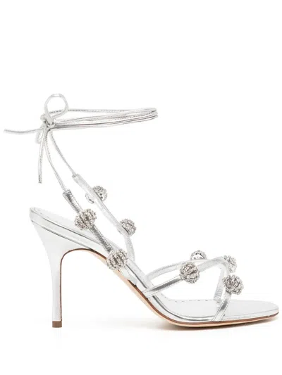 Manolo Blahnik Crystal-detail 90mm Sandals In Silver