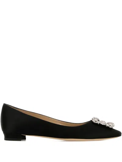 MANOLO BLAHNIK CRYSTAL-EMBELLISHED BALLET FLATS
