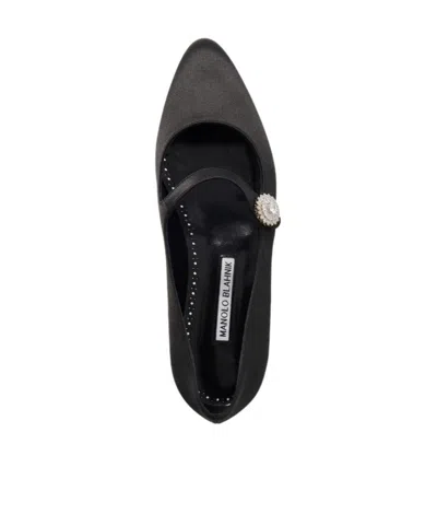 Manolo Blahnik Crystal Embellished Ballet Flats In Black