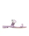 Manolo Blahnik Crystal Embellished Flat Mules In Purple
