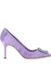 Manolo Blahnik Crystal-embellished Pumps In Purple