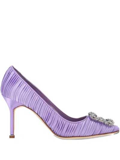 Manolo Blahnik Crystal-embellished Pumps In Purple