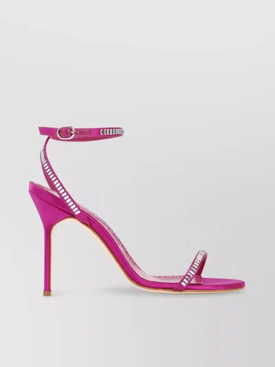 MANOLO BLAHNIK CRYSTAL EMBELLISHED SATIN SANDAL