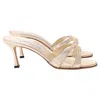 Manolo Blahnik Crystal Embellished Slide Sandals In Gold Leather In Gold