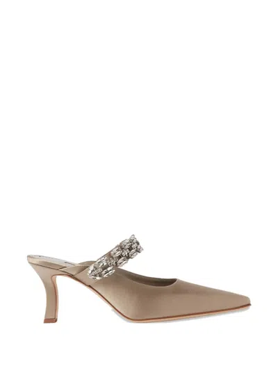 Manolo Blahnik Crystal-embellished Strap Mules In Multi