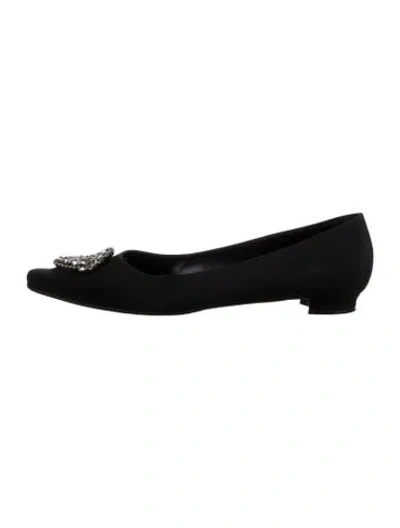 Pre-owned Manolo Blahnik Crystal Embellishments Ballet Flats In Black