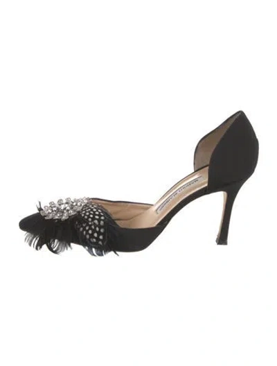 Pre-owned Manolo Blahnik Crystal Embellishments D'orsay Pumps In Black