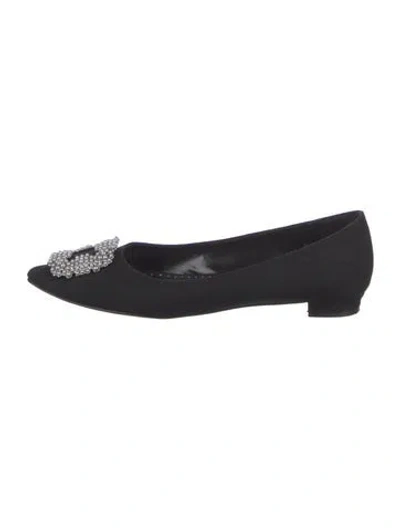 Pre-owned Manolo Blahnik Crystal Embellishments Flats In Black
