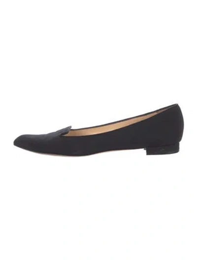 Pre-owned Manolo Blahnik Crystal Embellishments Loafers In Blue