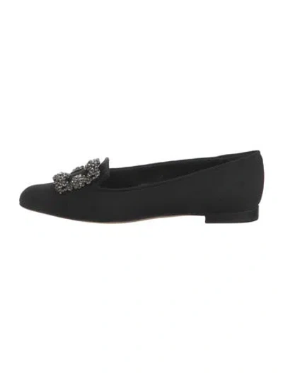 Pre-owned Manolo Blahnik Crystal Embellishments Loafers W/ Tags In Black