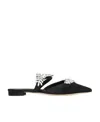 Manolo Blahnik Lurumflat Crystal-embellished Satin Mules In Black