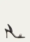 Manolo Blahnik Crystal Satin Halter Sandals In Black