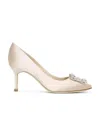 Manolo Blahnik Hangisi 70 Beige Leather Pumps In Pink
