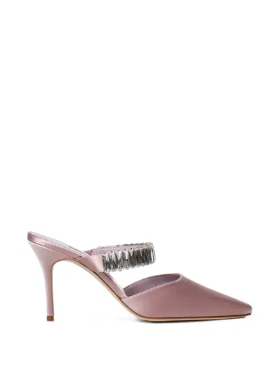 Manolo Blahnik Crystal-embellished Pointed-toe Sandals In Pink