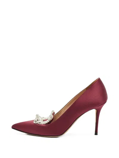 Pre-owned Manolo Blahnik Crystal-embellished Pumps In Red