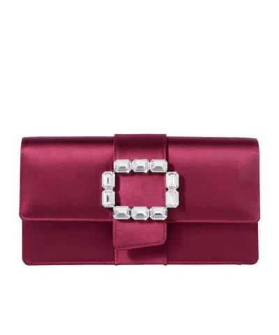 Manolo Blahnik Maycapjou Crystal-embellished Satin Clutch In Burgundy