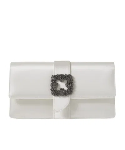 Manolo Blahnik Crystal-embellished Satin Clutch In Pink