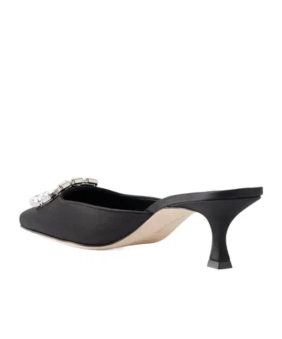 Manolo Blahnik Mayjou 50 Crystal-embellished Satin Mules In Black