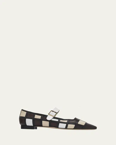 Manolo Blahnik Cucaya Patchwork Leather Ballerina Flats In Multi