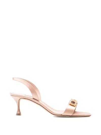 Manolo Blahnik Cupisan 50 Embellished Satin Slingback Sandals In Multi
