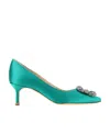 Manolo Blahnik Hangisi 50mm Bejewelled Detail Pumps In Green