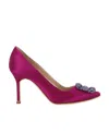 Manolo Blahnik 70mm Hangisi Satin Pumps In Dark Pink