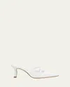 Manolo Blahnik Dariamu Patent Leather Bow Mules In White