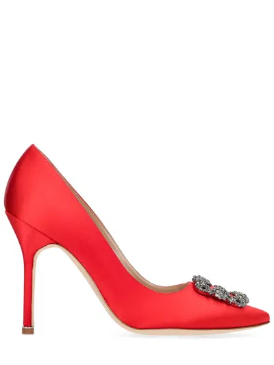 Manolo Blahnik Decolletage With High Satin Red Heels
