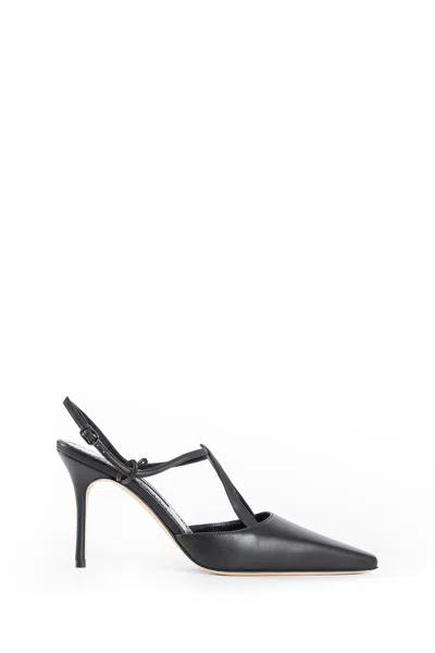 Manolo Blahnik Décolleté In Pelle Di Nappa Con T-bar In Black