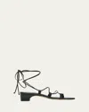 Manolo Blahnik Dellasan Leather Kitten-heel Sandals