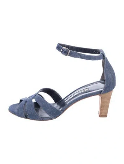 Pre-owned Manolo Blahnik Denim D'orsay Pumps In Multi