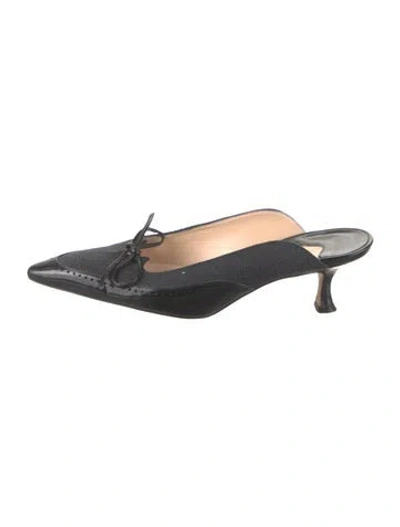 Pre-owned Manolo Blahnik Denim Mules In Blue