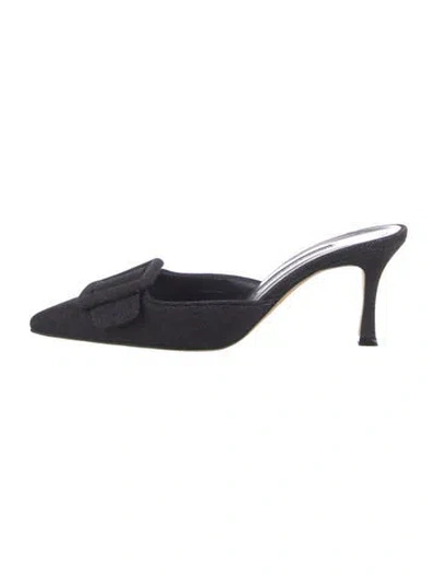 Pre-owned Manolo Blahnik Denim Mules In Blue