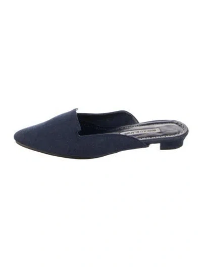 Pre-owned Manolo Blahnik Denim Mules In Blue