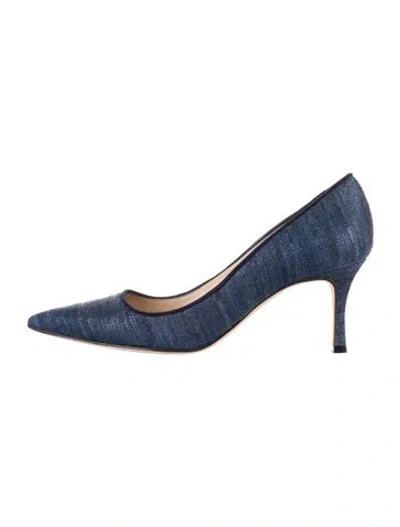 Pre-owned Manolo Blahnik Denim Pumps In Blue