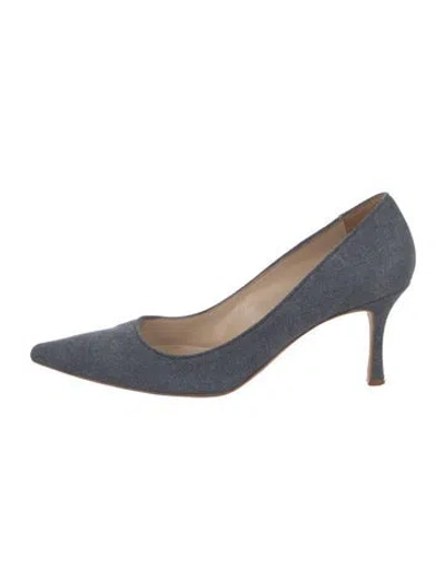 Pre-owned Manolo Blahnik Denim Pumps In Blue
