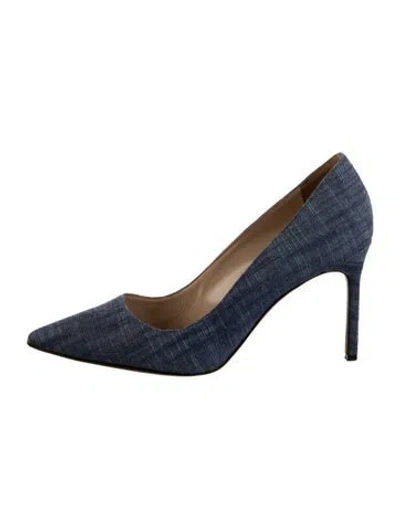 Pre-owned Manolo Blahnik Denim Pumps In Blue
