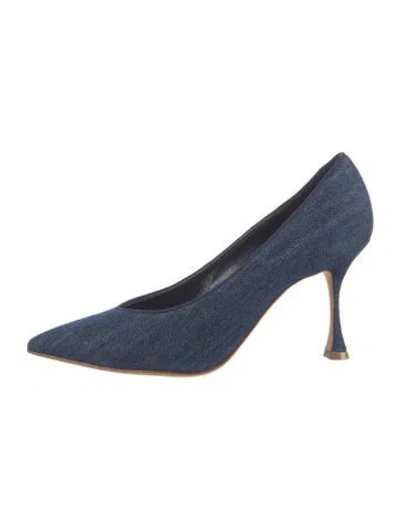 Pre-owned Manolo Blahnik Denim Pumps In Blue