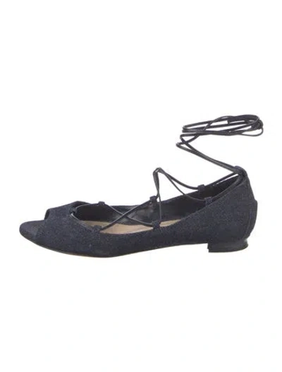 Pre-owned Manolo Blahnik Denim Sandals In Black