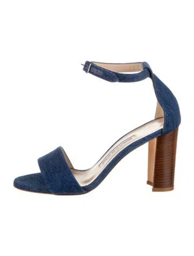 Pre-owned Manolo Blahnik Denim Sandals In Blue