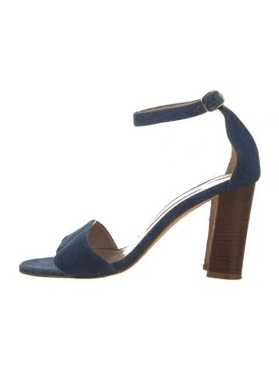 Pre-owned Manolo Blahnik Denim Sandals In Blue