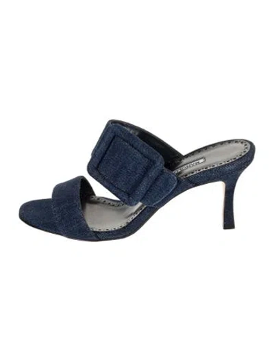 Pre-owned Manolo Blahnik Denim Sandals In Blue