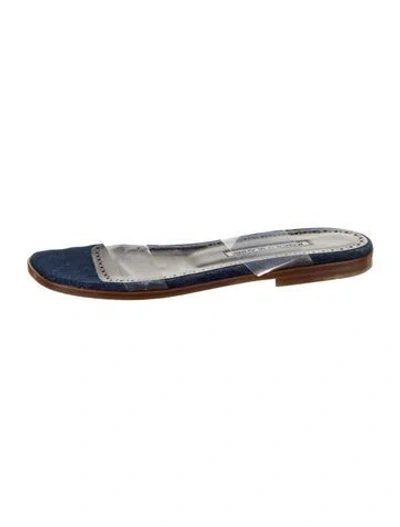Pre-owned Manolo Blahnik Denim Slides In Blue