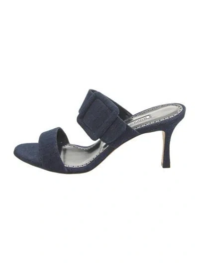 Pre-owned Manolo Blahnik Denim Slides In Blue